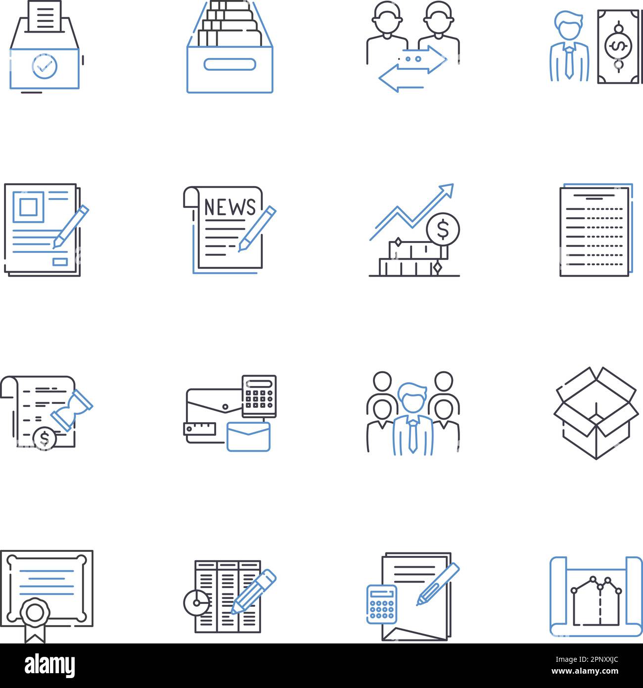 Business records line icons collection. Accounting, Ledger