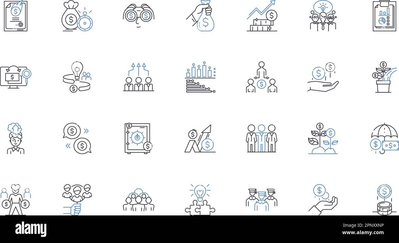 Take over a business line icons collection. Acquire, Merger, Buyout, Consolidate, Acquisition, Monopoly, Leadership vector and linear illustration Stock Vector