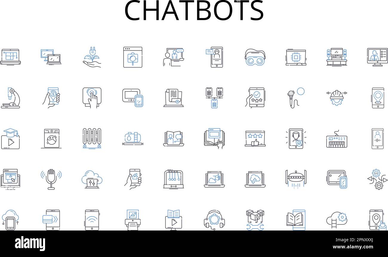 Chatbots line icons collection. Regulation, Lawmaking, Statutes, Bills, Mandates, Ordinances, Policies vector and linear illustration. Acts,Enactments Stock Vector