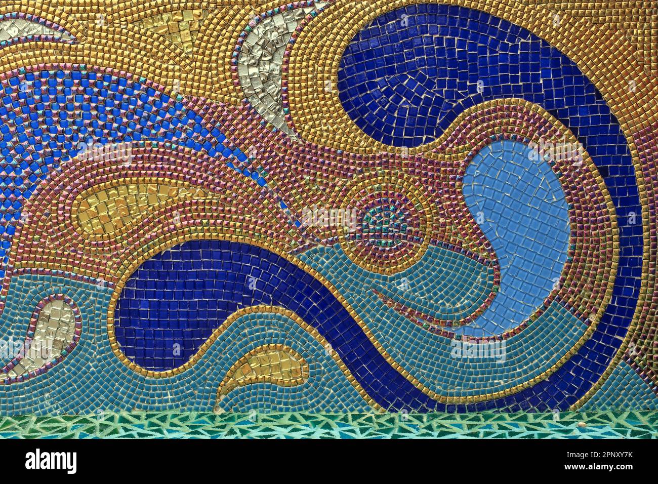 Abstract art background image of glass mosaic tile installation