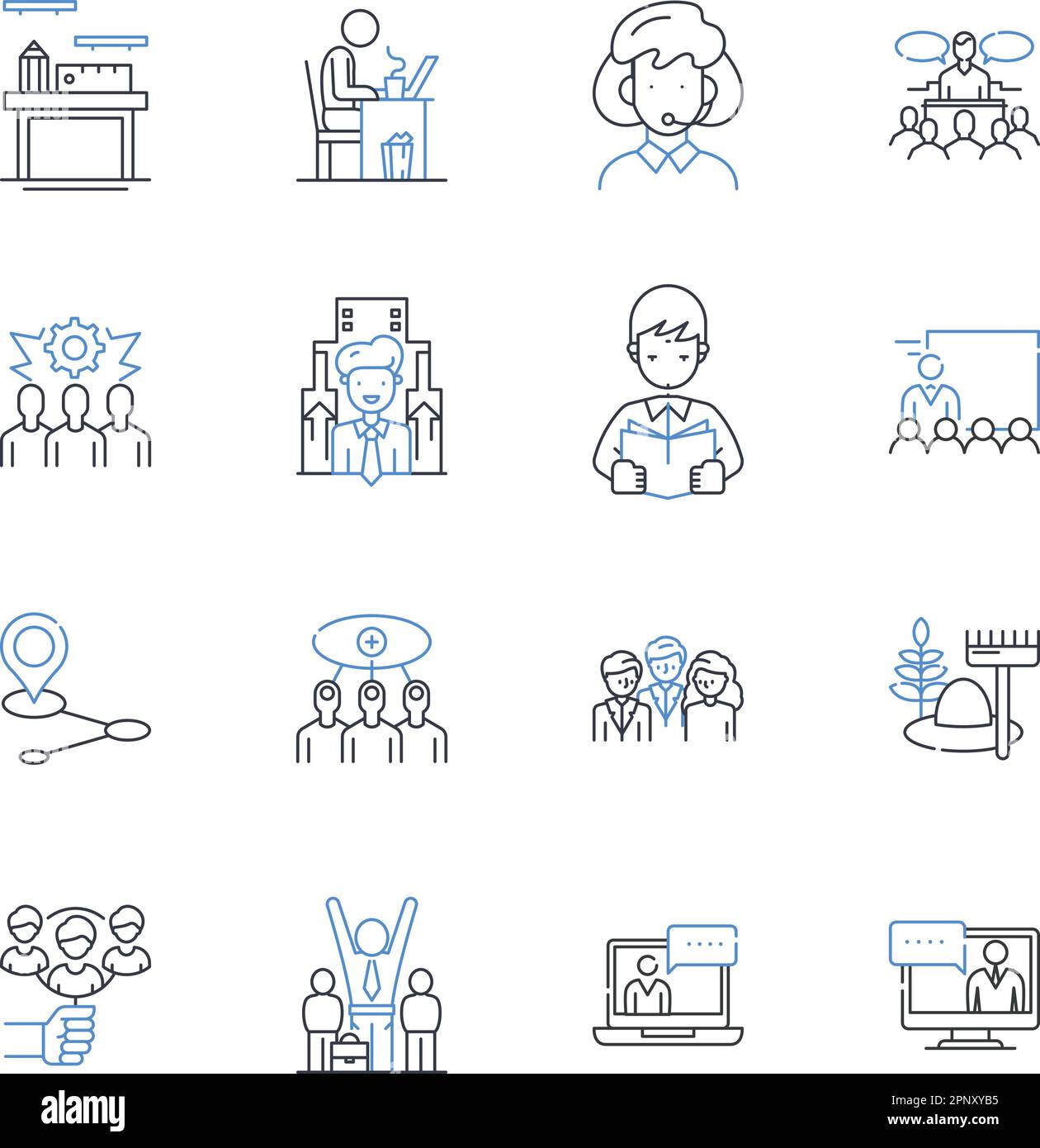 Career tasks line icons collection. Planning, Nerking, Time-management ...