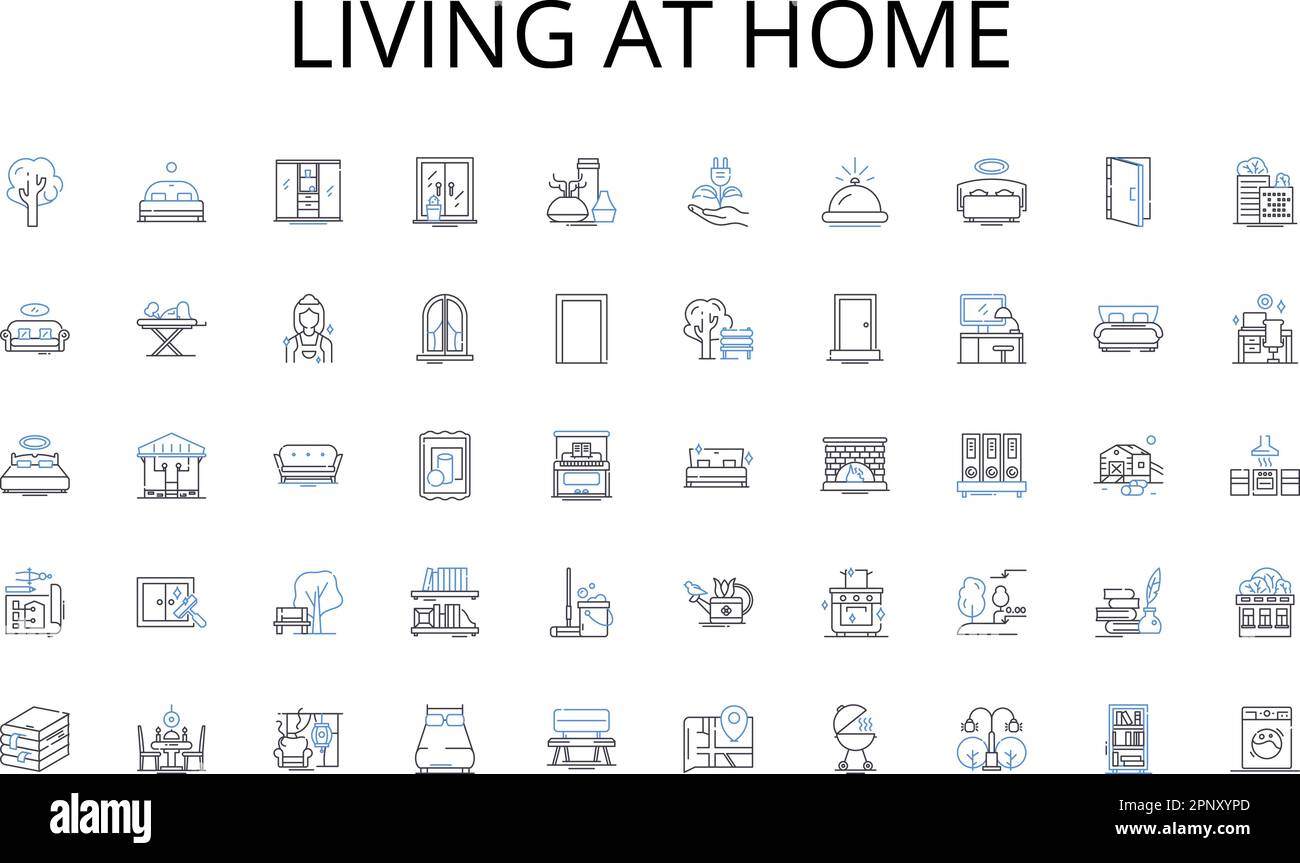 Living at home line icons collection. Planner, Calendar, Organizer, Agenda, Schedule, Time-management, Reminders vector and linear illustration. To-do Stock Vector