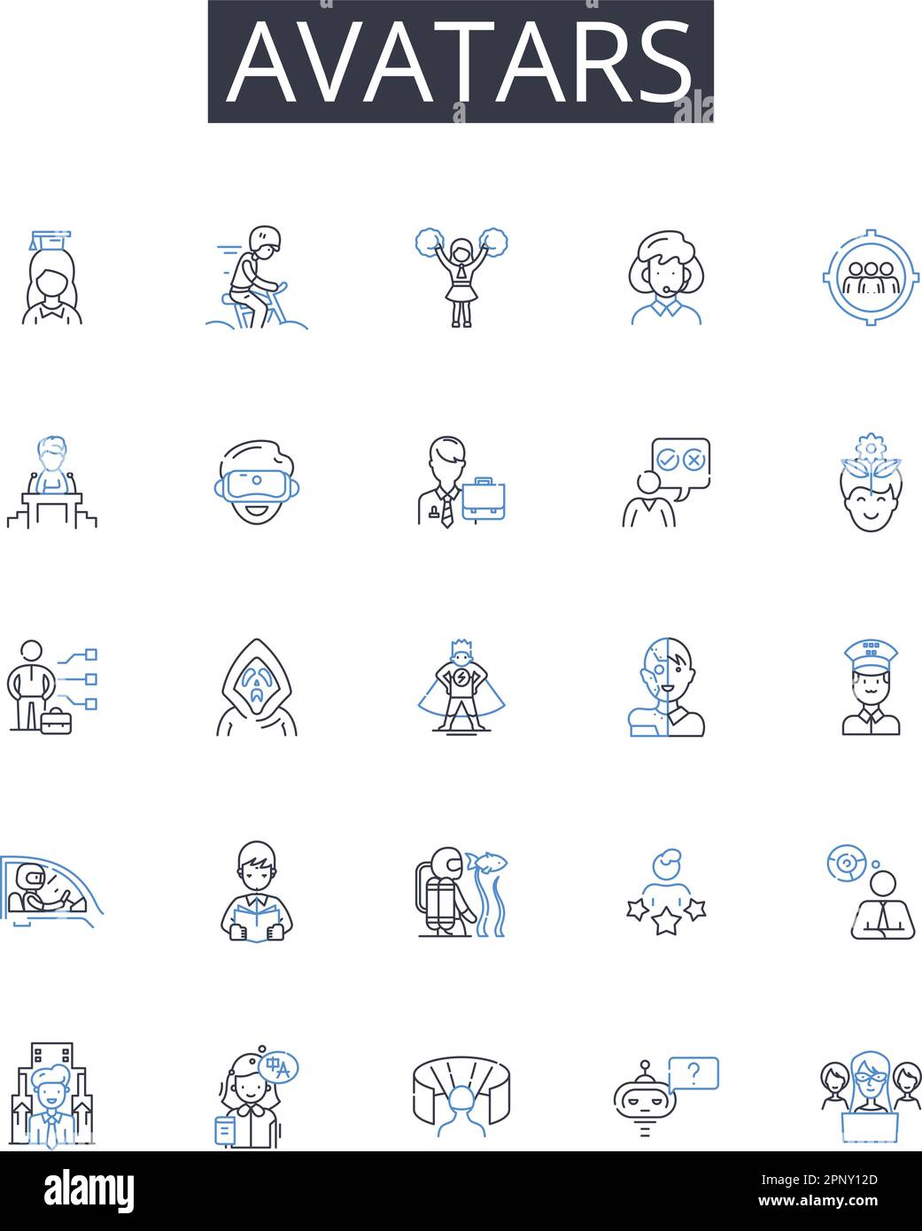 Avatars line icons collection. Oversight, Management, Inspection ...