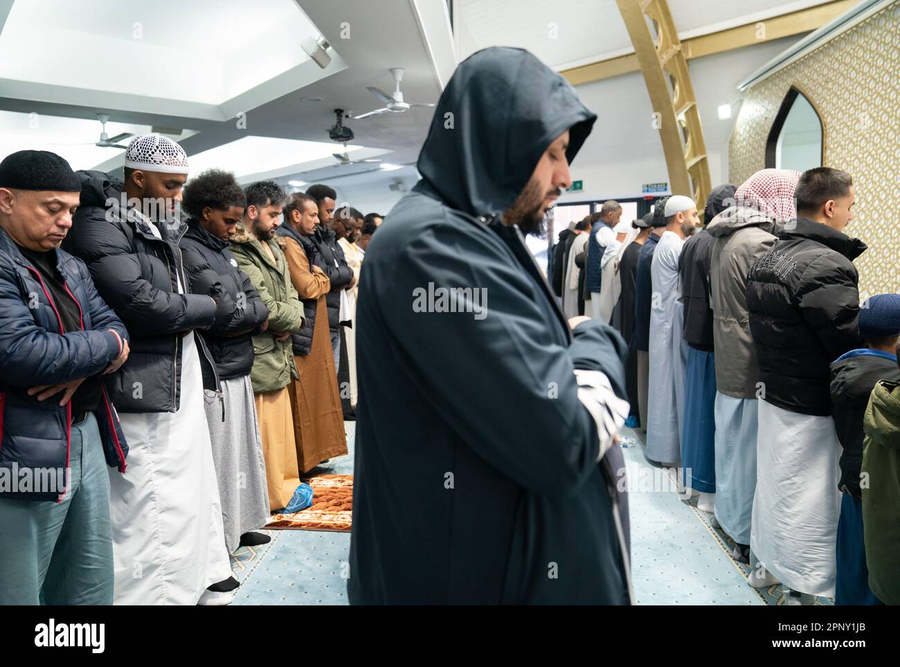 Worshippers gather for prayers at Green Lane Masjid in Birmingham as