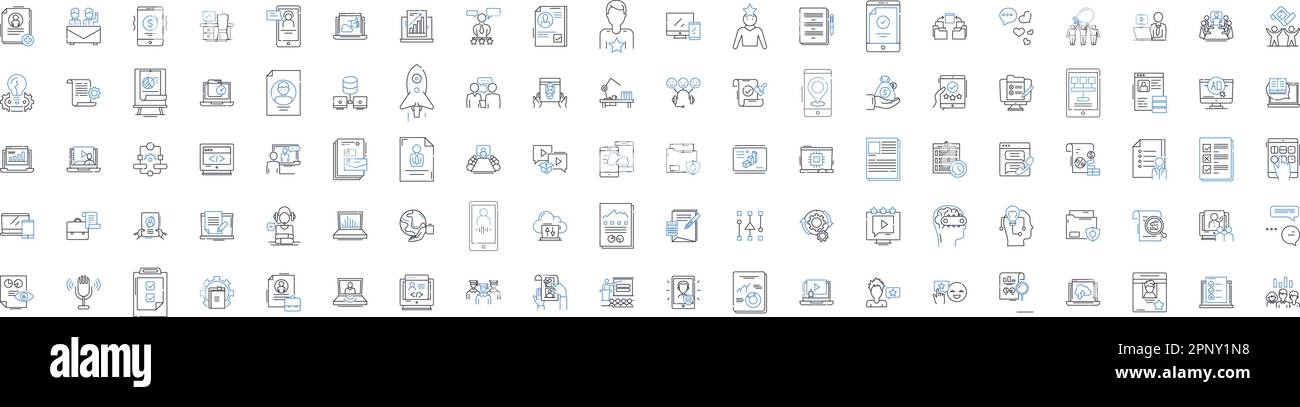 Television broadcasting line icons collection. Broadcast, Program, Channel, Transmission, Antenna, Receiver, Frequency vector and linear illustration Stock Vector