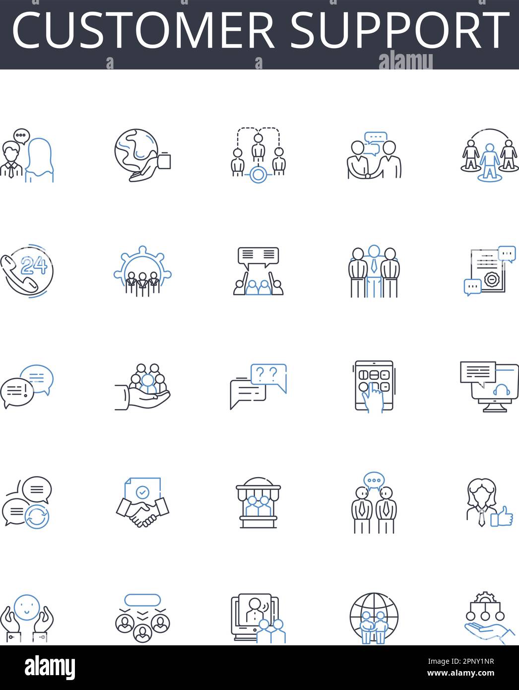 Customer support line icons collection. Client assistance, Patron