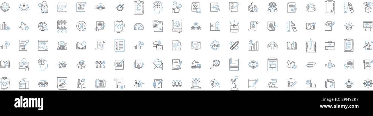 Efficiency concept line icons collection. roductivity, Streamlining, Effectiveness, Optimization, Organization, Maximization, Improvement vector and Stock Vector