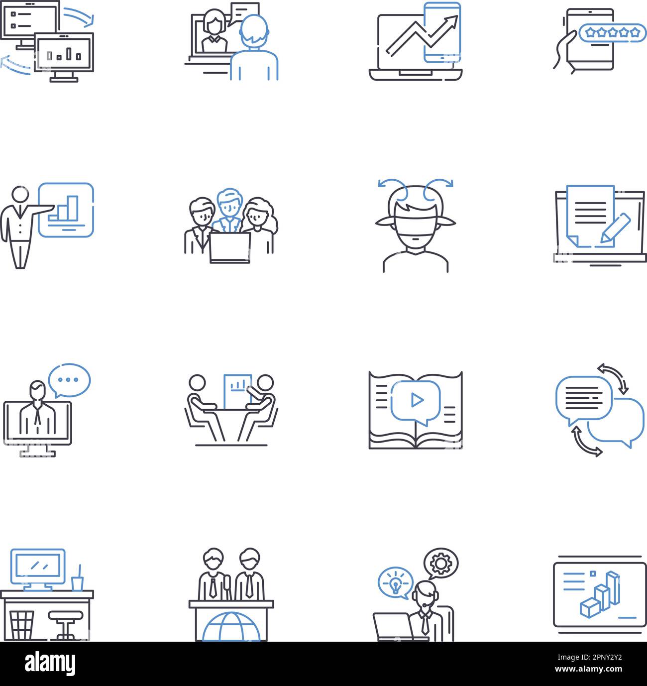 Computer crowd line icons collection. Digital, Connection, Nerk, Online, Cybersecurity, Programming, Virtual vector and linear illustration. Gaming Stock Vector