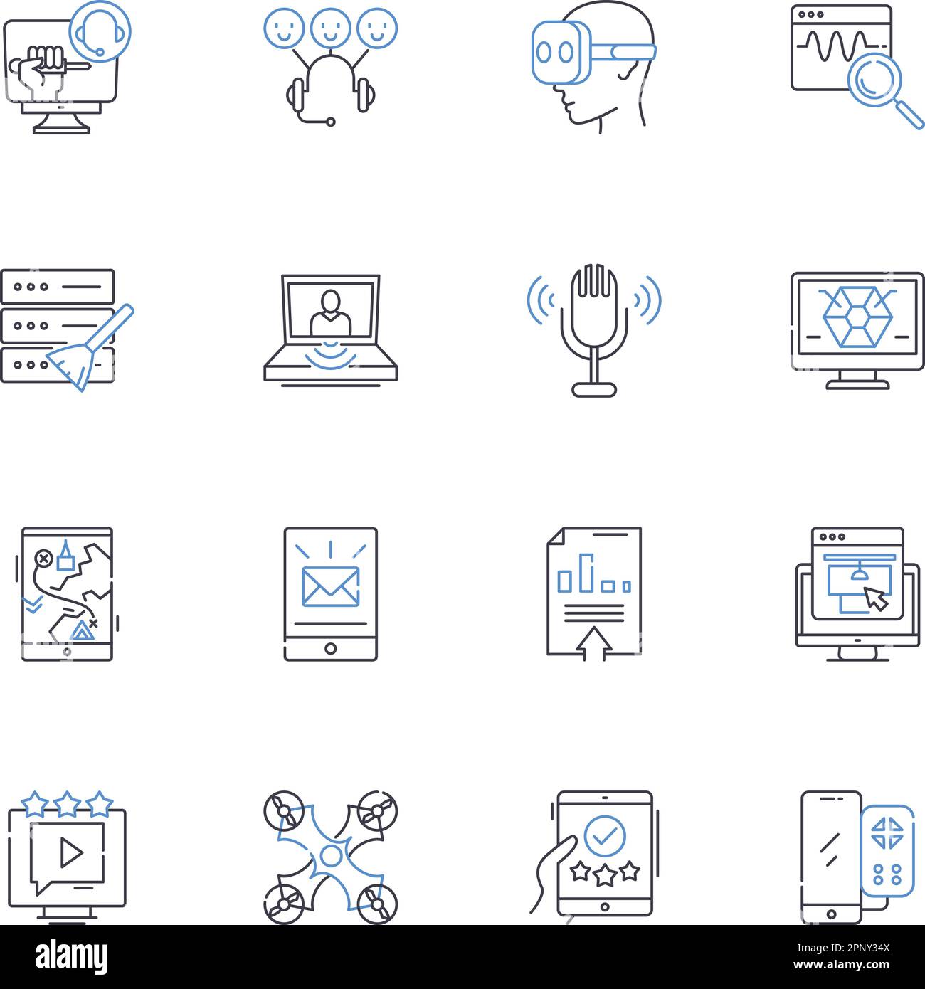 Telecommunications line icons collection. Connectivity, Fibre, Bandwidth, Spectrum, Broadband, Nerk, Mobile vector and linear illustration. Satellite Stock Vector
