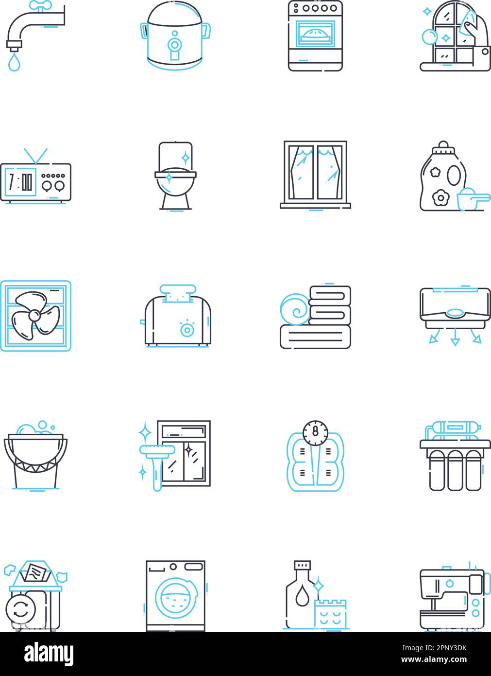 Dry cleaning linear icons set. Stain, Fabric, Garment, Pressing