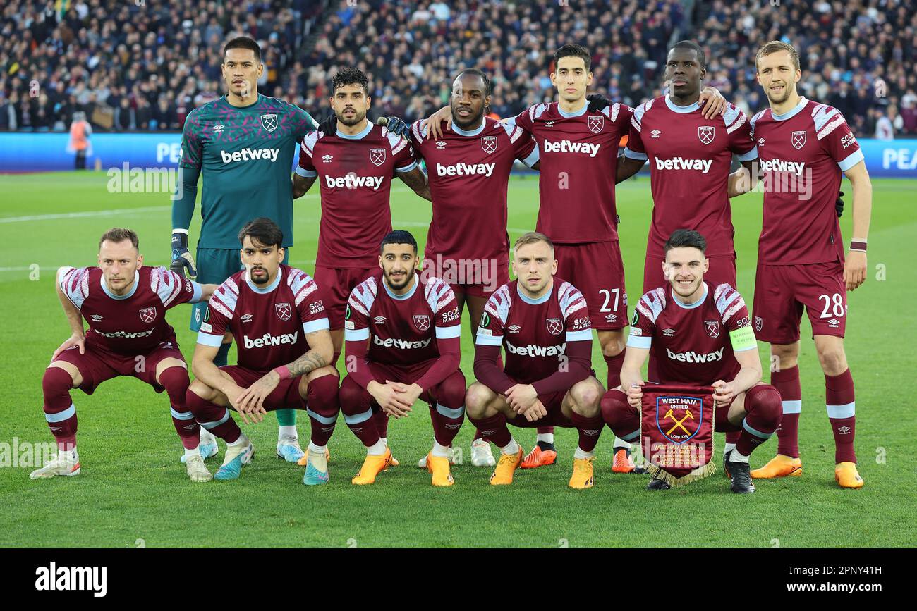 West Ham United Team shoot before kick off Back Row West Ham