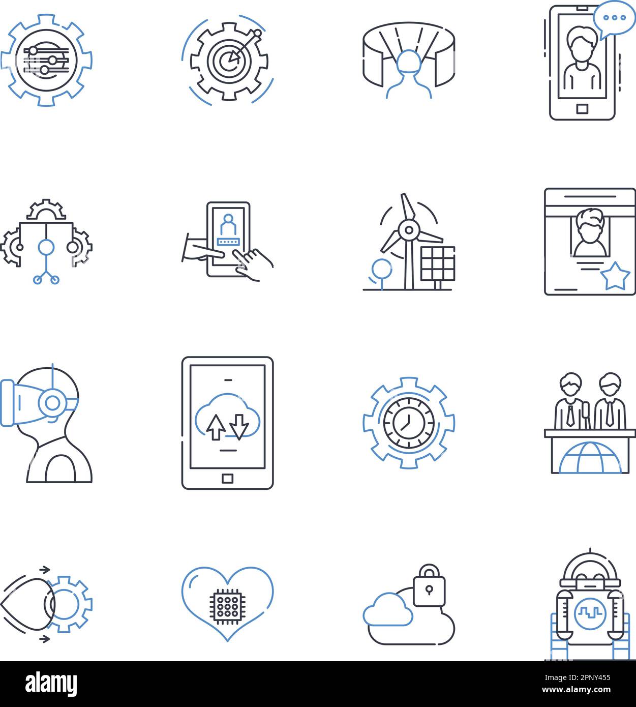 Advanced machinery line icons collection. Automation, Robotics ...