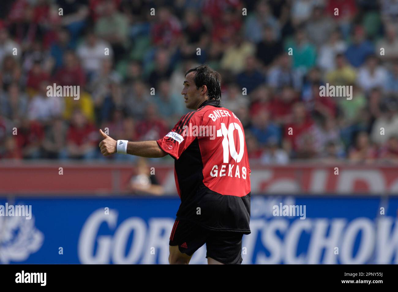 Theofanis Gekas, Geste, Fußball Bundesliga Bayer Leverkusen - Karlsruher SC 3:0, 25.8.2007 Stock Photo