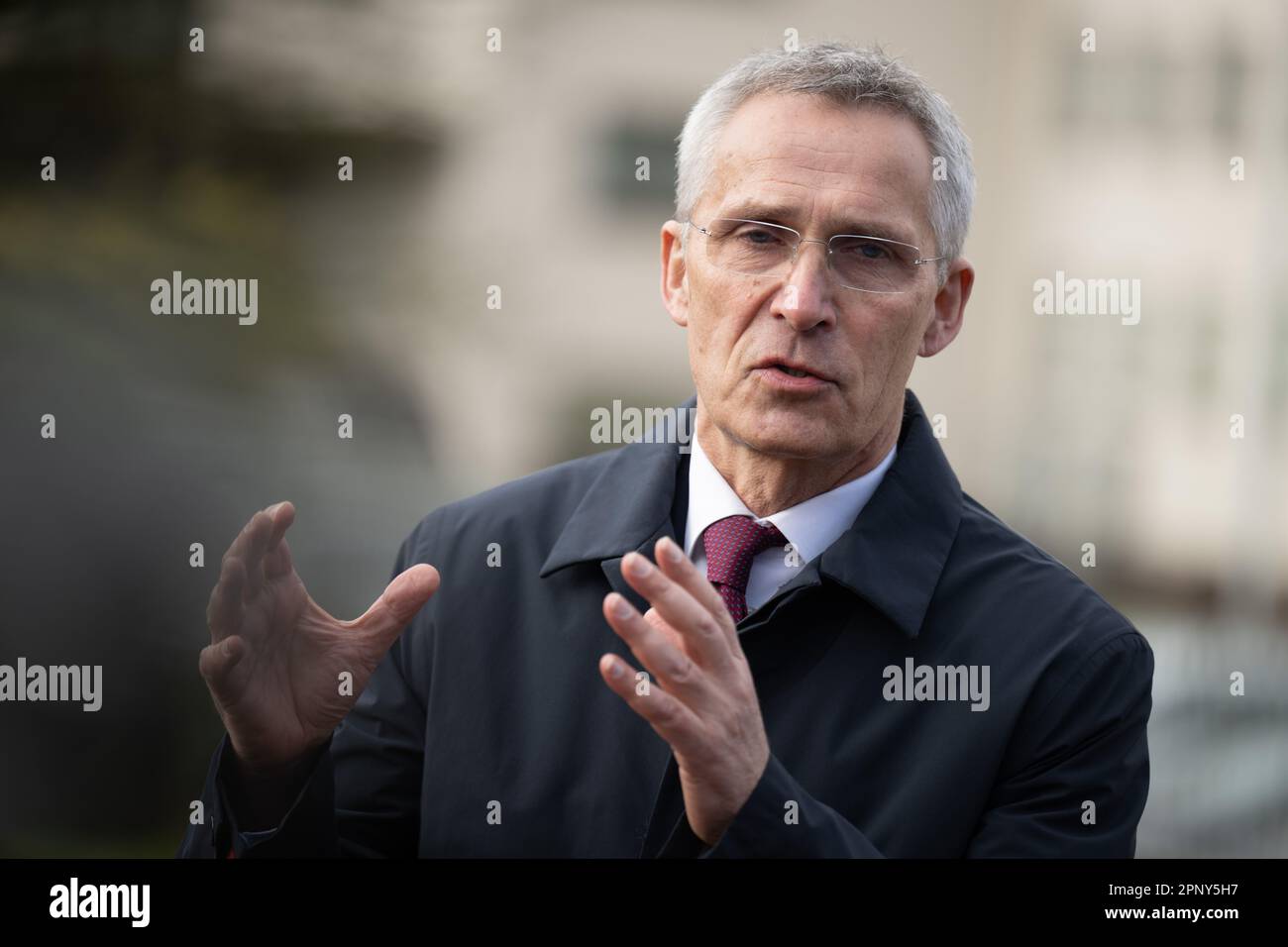 Ramstein Miesenbach, Germany. 21st Apr, 2023. Jens Stoltenberg, NATO ...