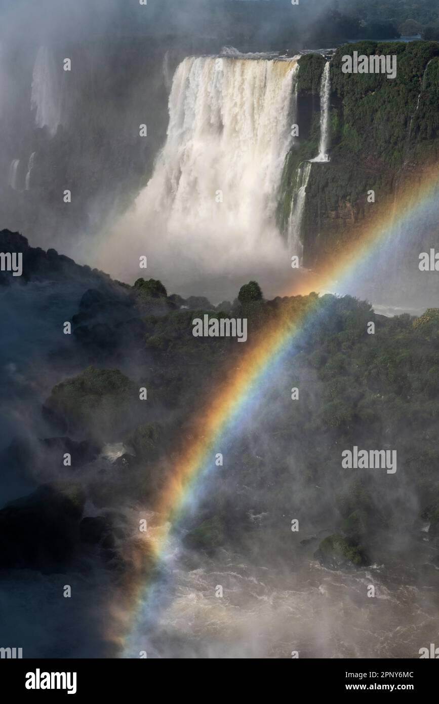 Beautiful view to Iguazu Falls waterfalls with rainbow Stock Photo - Alamy