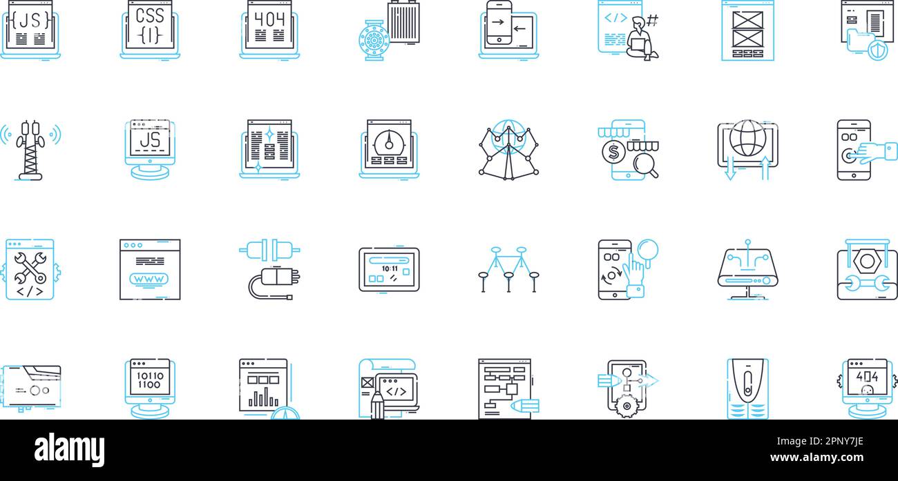 Work ethics linear icons set. Integrity, Accountability, Professionalism, Respectfulness, Discipline, Punctuality, Diligence line vector and concept Stock Vector