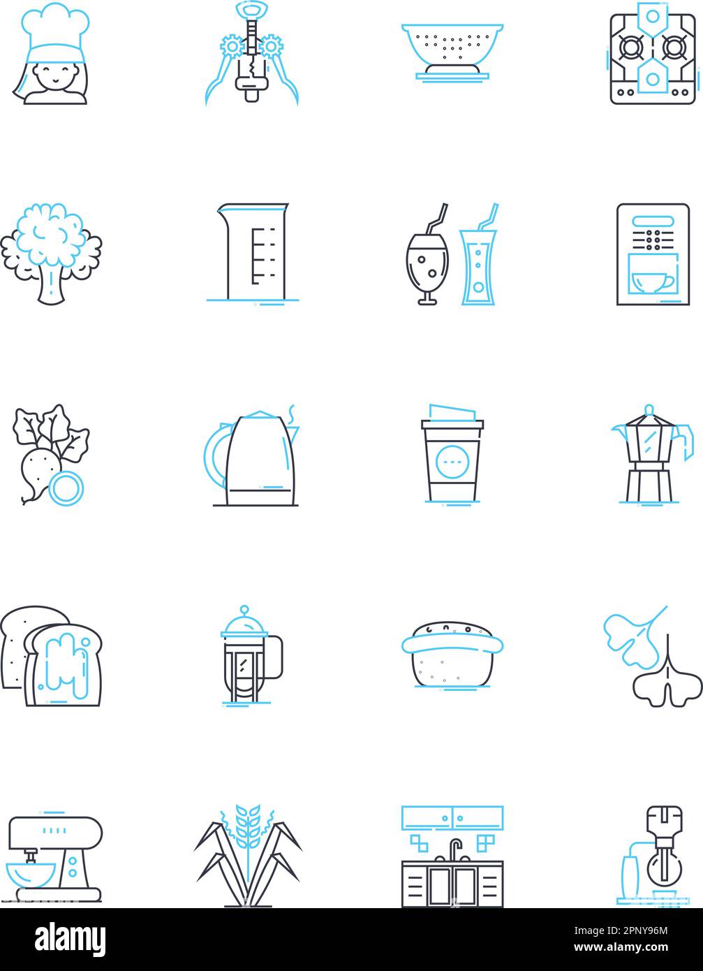 Java joint linear icons set. Beans, Espresso, Latte, Mocha, Cappuccino ...