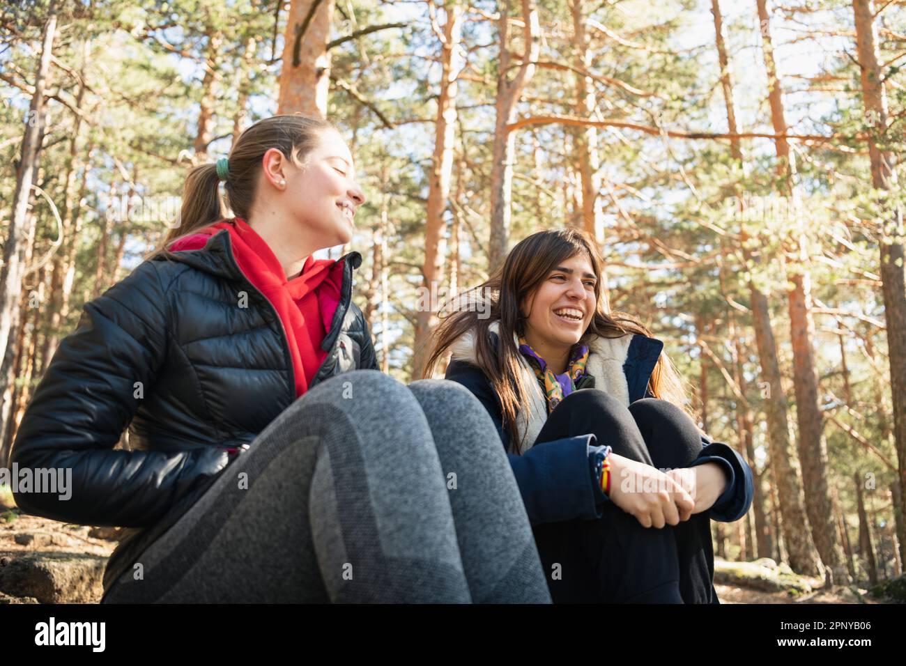 Woman two girls hiking in hi-res stock photography and images - Alamy