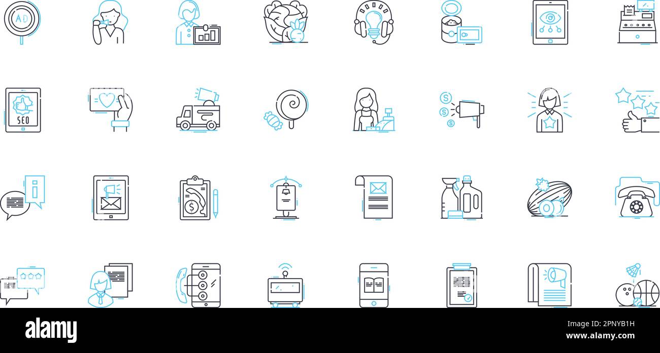 Vend linear icons set. Convenience, Automated, Sales, Refreshments ...