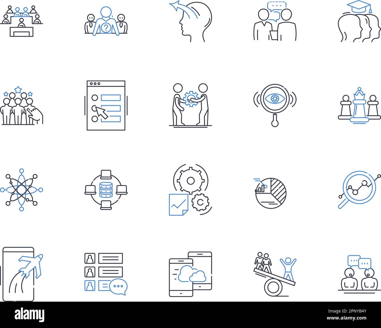 Market research line icons collection. Surveys, Analytics, Demographics, Focus groups, Questionnaires, Data analysis, Consumer insights vector and Stock Vector