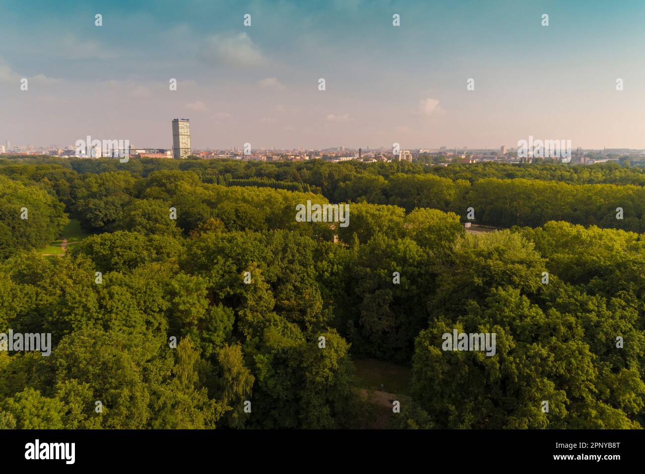Aerial view of Treptower park and buildings Stock Photo