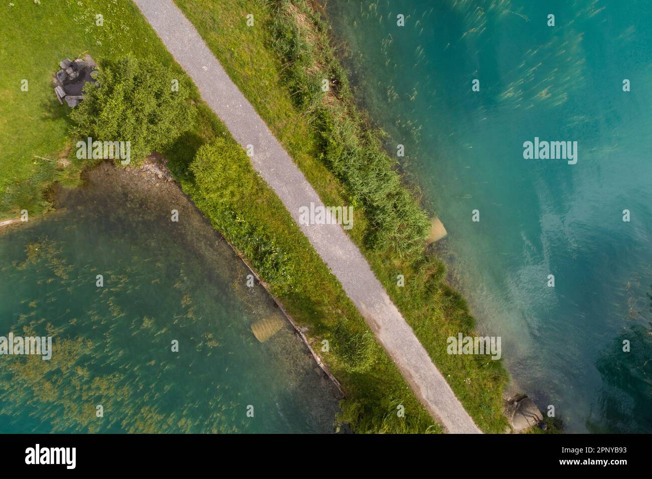 Aerial view of Inseli Lungern on lake Lungern, Switzerland Stock Photo