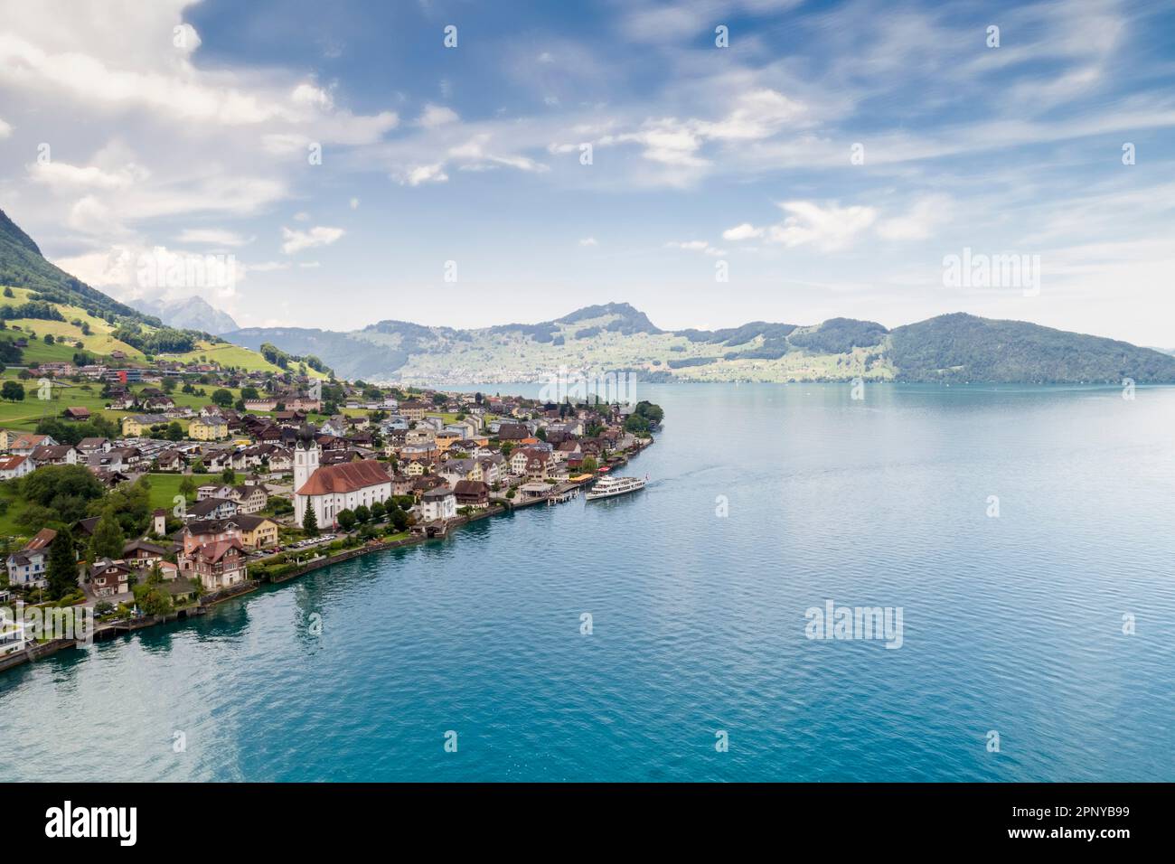 Aerial view of Beckenried on Lake Lucern, Switzerland Stock Photo