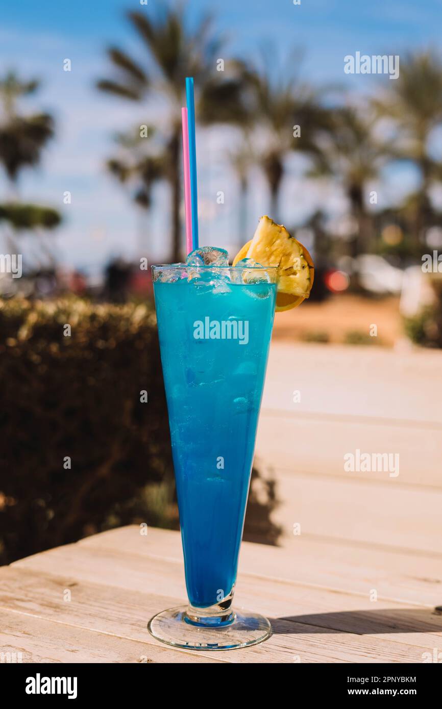 Basic blue cocktail, a mix of blue curaçao Stock Photo Alamy