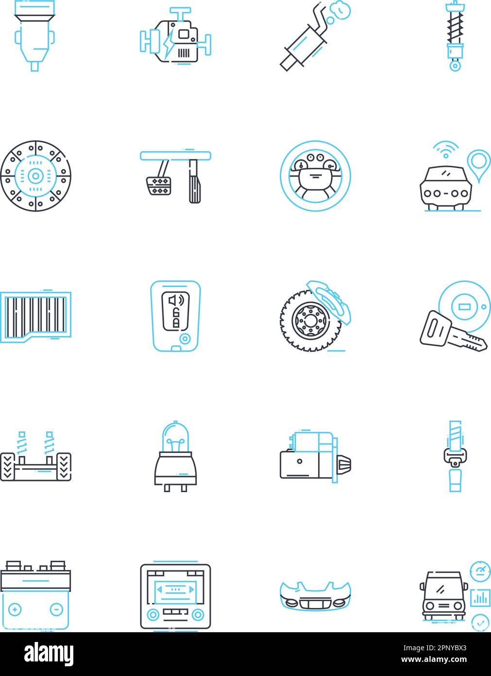 Vehicle repair linear icons set. Mechanic, Maintenance, Diagnosis