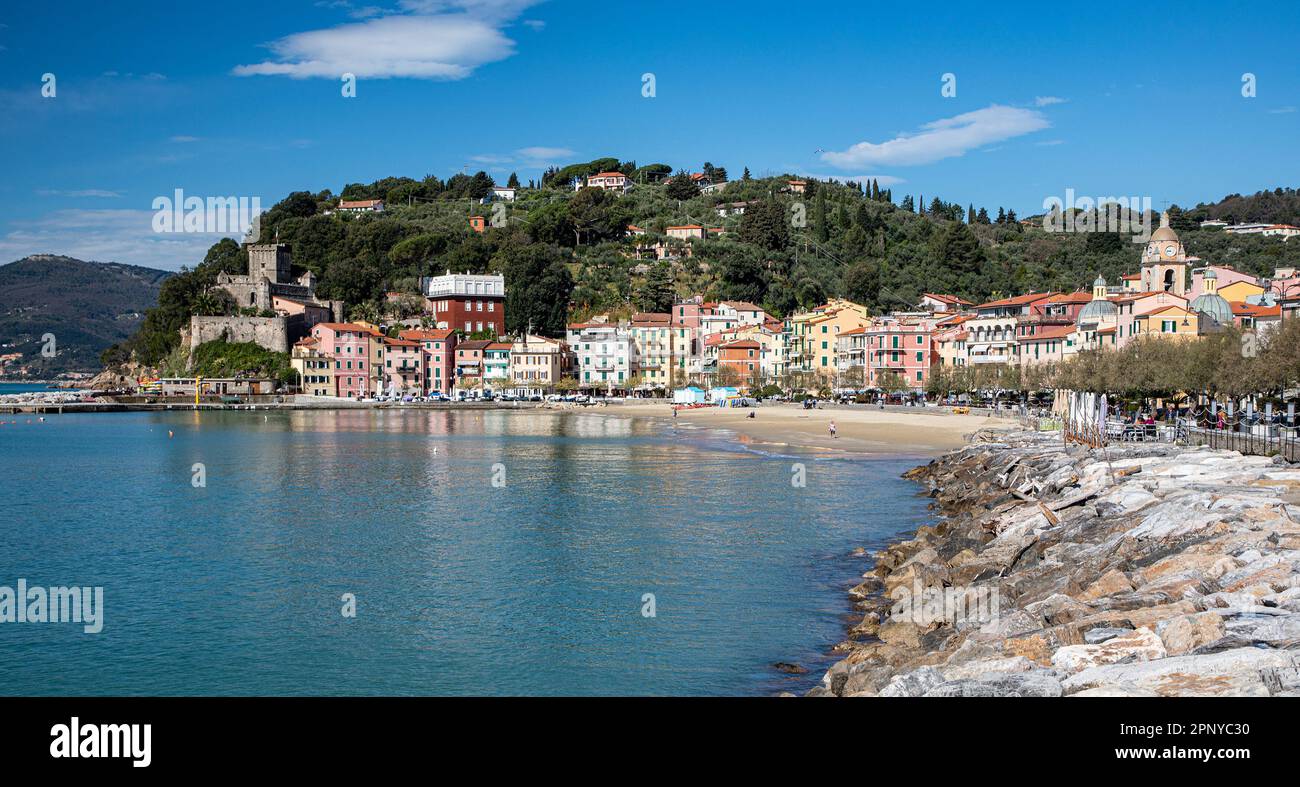 San Terenzo, Lerici, Liguria, Italy - small fishing village with beach Stock Photo