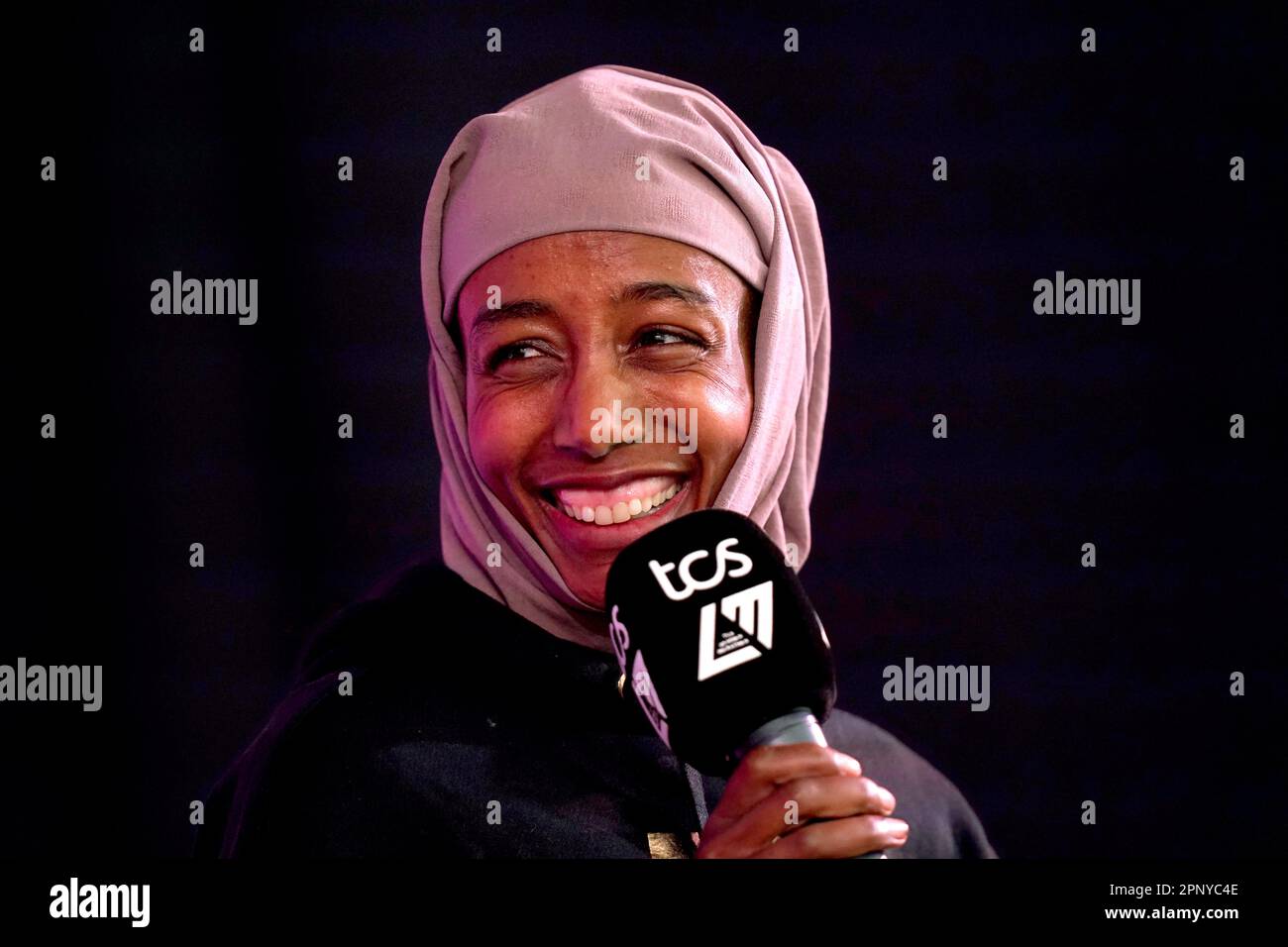 Sifan Hassan during a press conference held at the TCS London Marathon ...