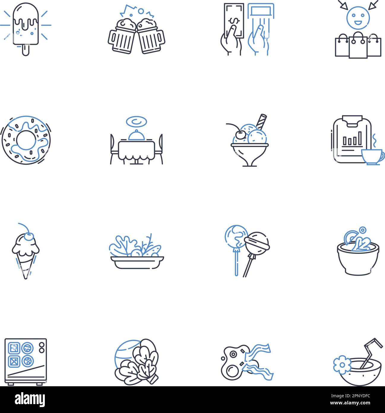 Soda fountain line icons collection. Bubbly, Refreshing, Fizzy, Soda