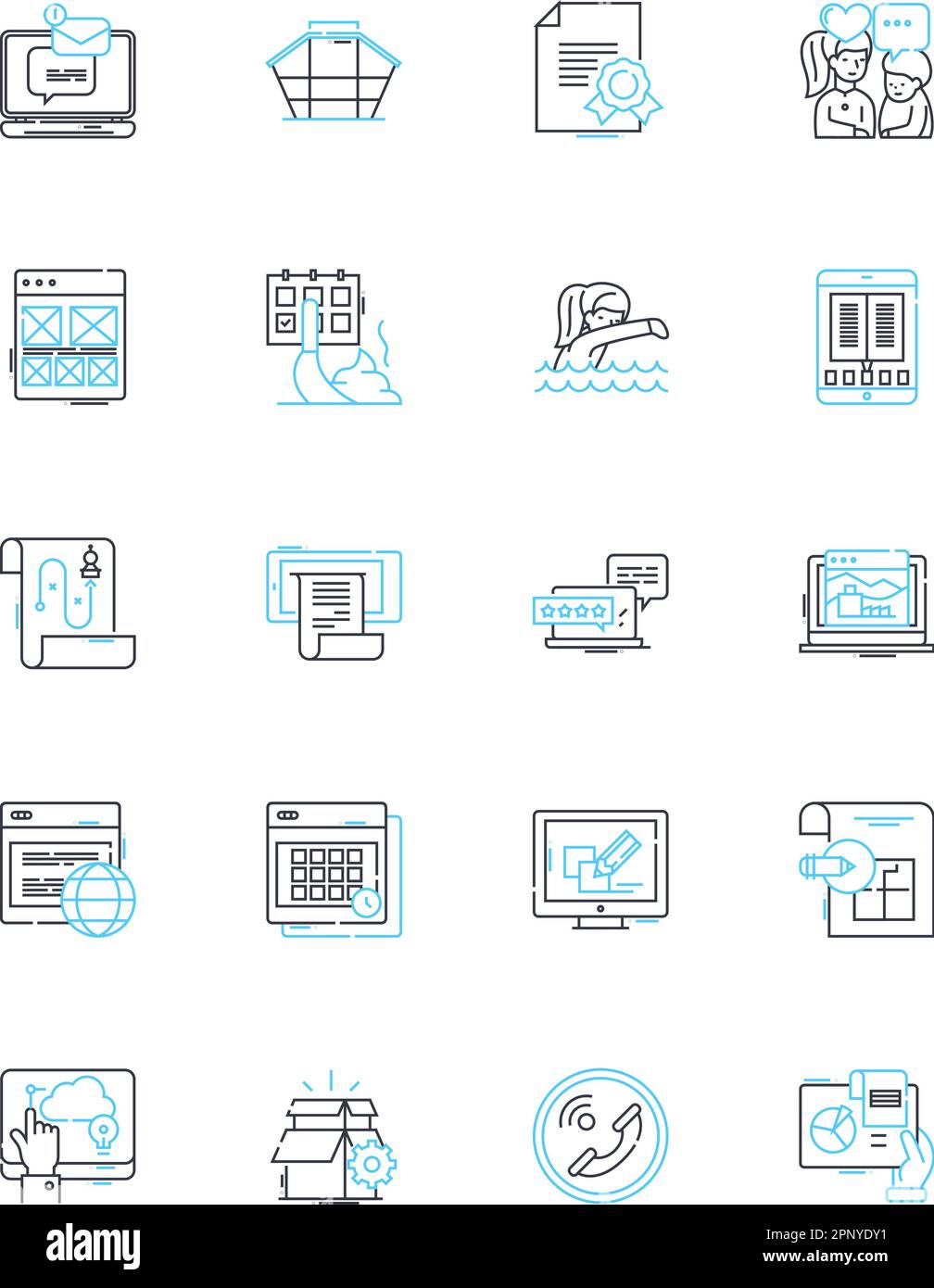 Schedule linear icons set. Agenda, Timetable, Calendar, Routine ...