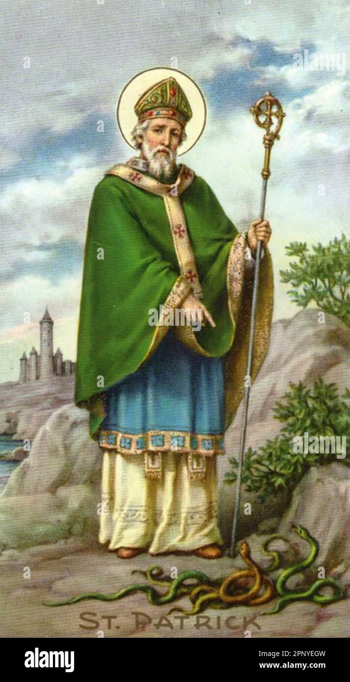 ST. PATRICK Fifth century Romano-British Christian missionary in a 19th century image Stock Photo