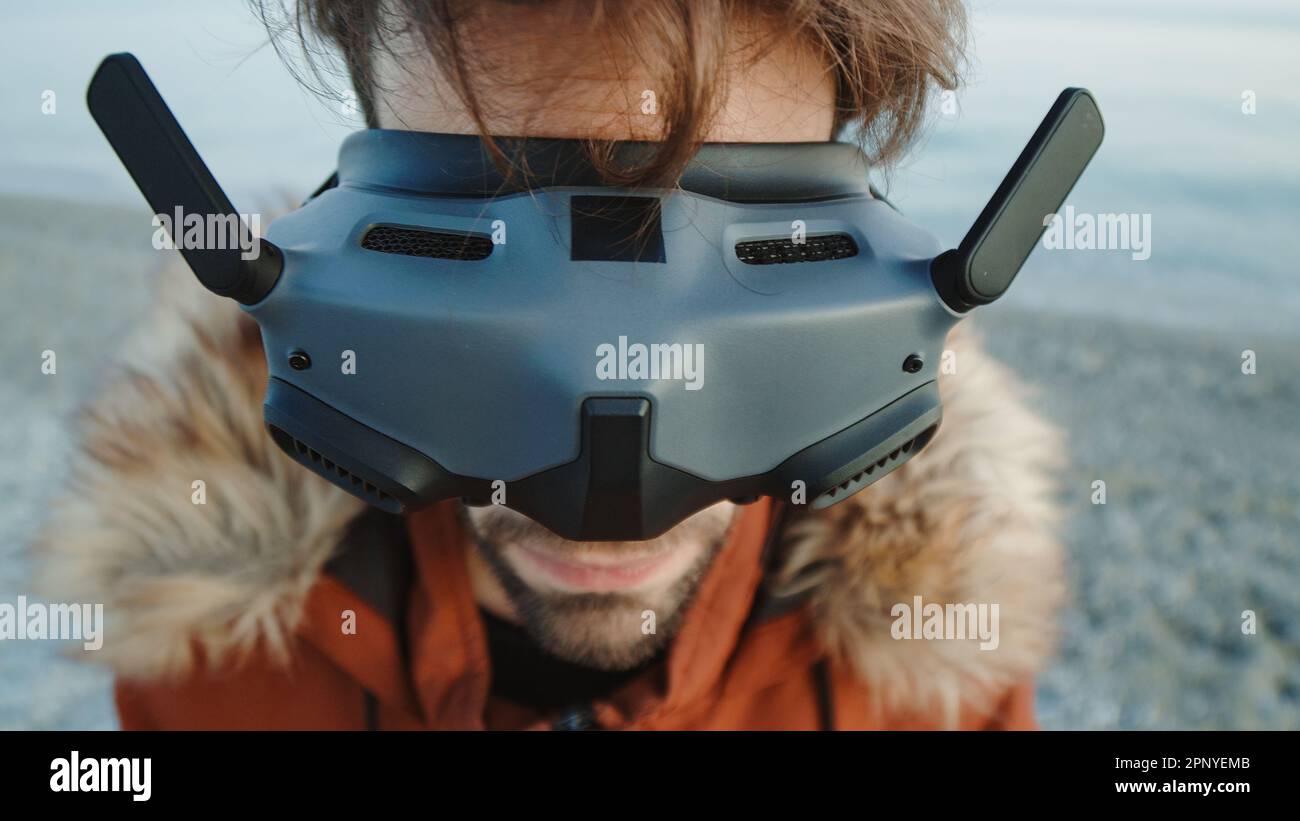 Googles on head close up Stock Photo