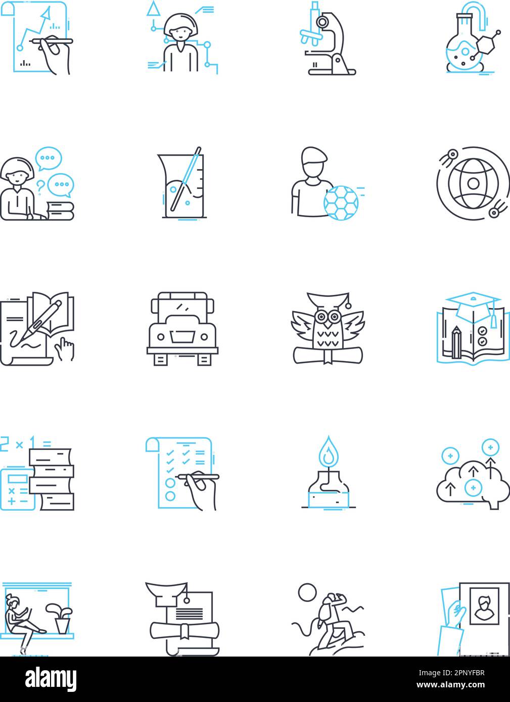 Innovative school linear icons set. Creativity, Futuristic, Collaboration, Exploration, Problem-solving, Technology, Innovation line vector and Stock Vector