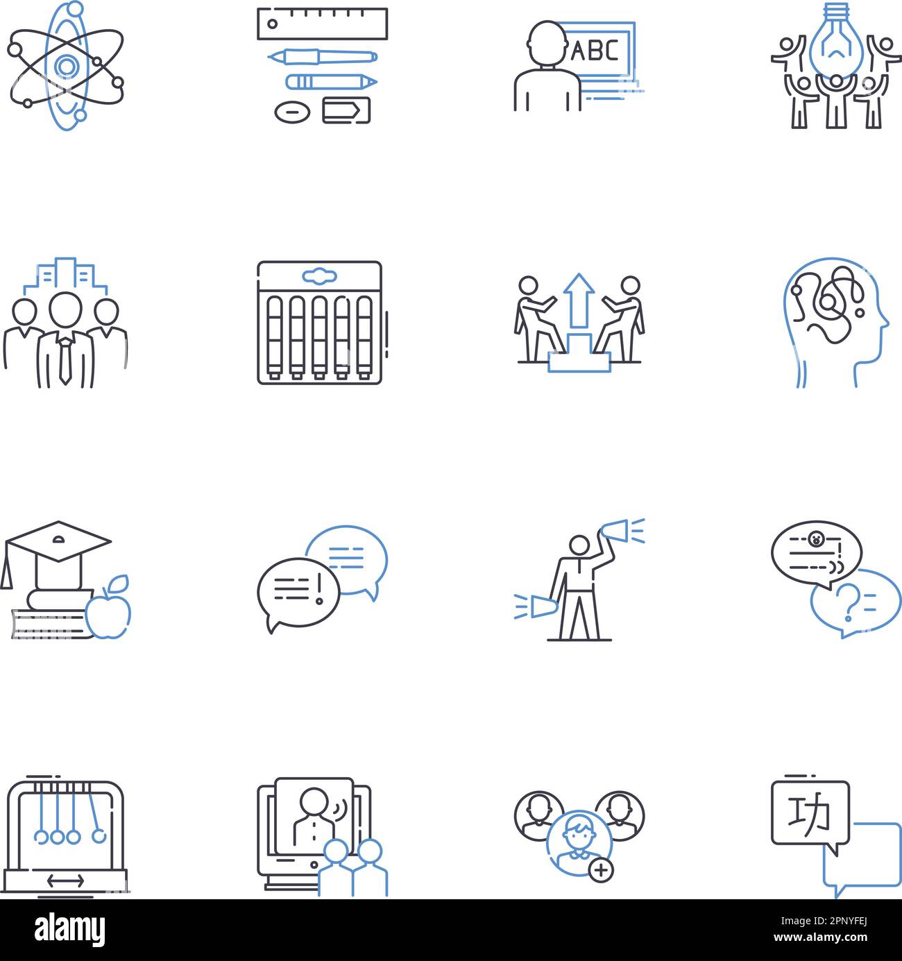 Lecture room line icons collection. Classroom, Seminar, Auditorium, Lecture, Education, Teacher, Learning vector and linear illustration. Studies Stock Vector