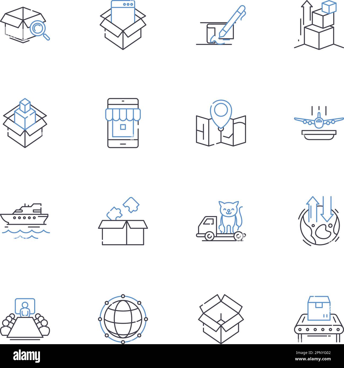 Material movement line icons collection. Conveyance, Logistics, Shipment, Transport, Haulage, Dispatch, Transfer vector and linear illustration Stock Vector