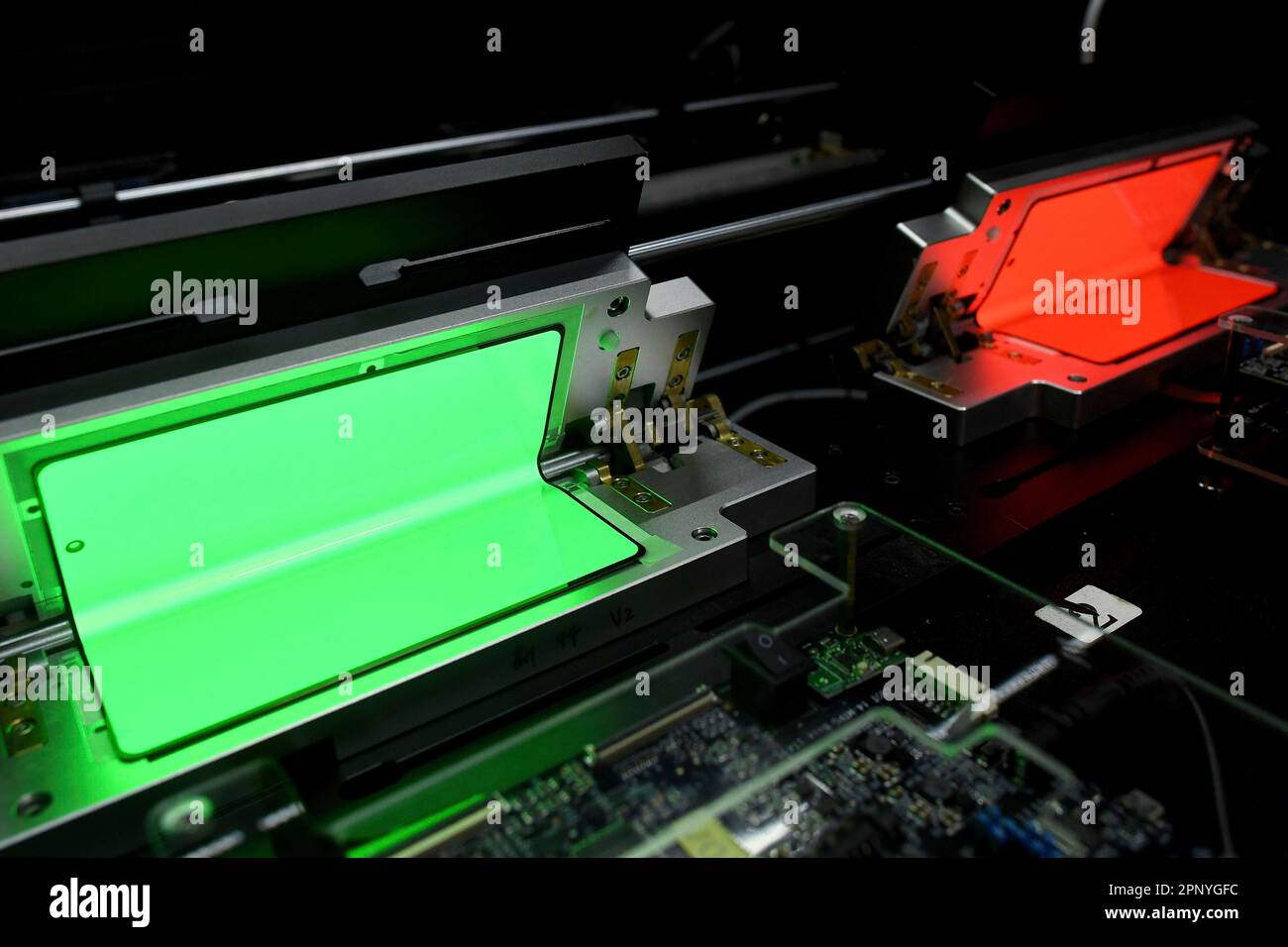 A view of screens on an LTPSAMOLED assembly of a plant of China Star