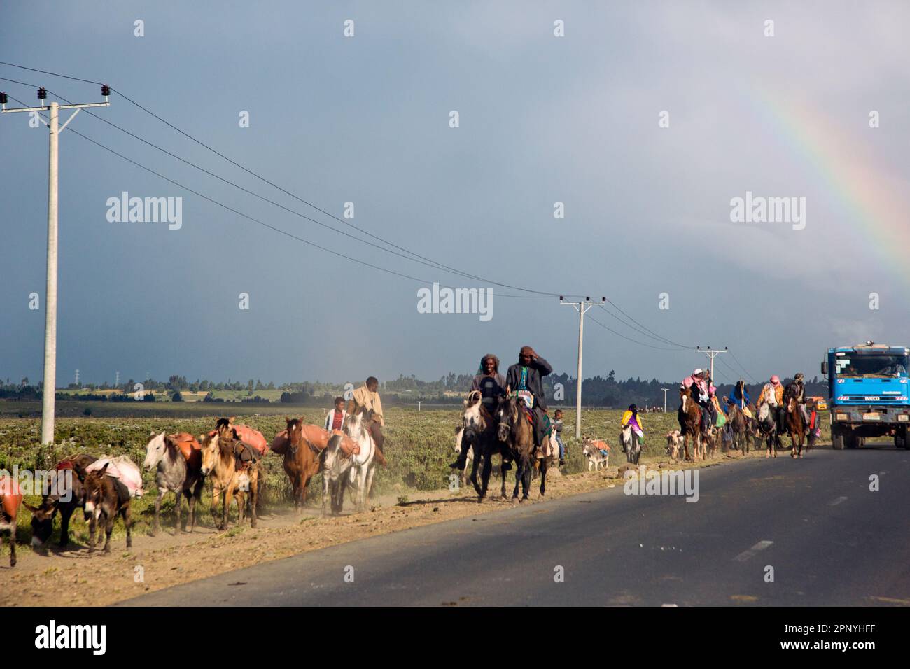 Farmers riding horses on their way to work Ethiopia Stock Photo - Alamy