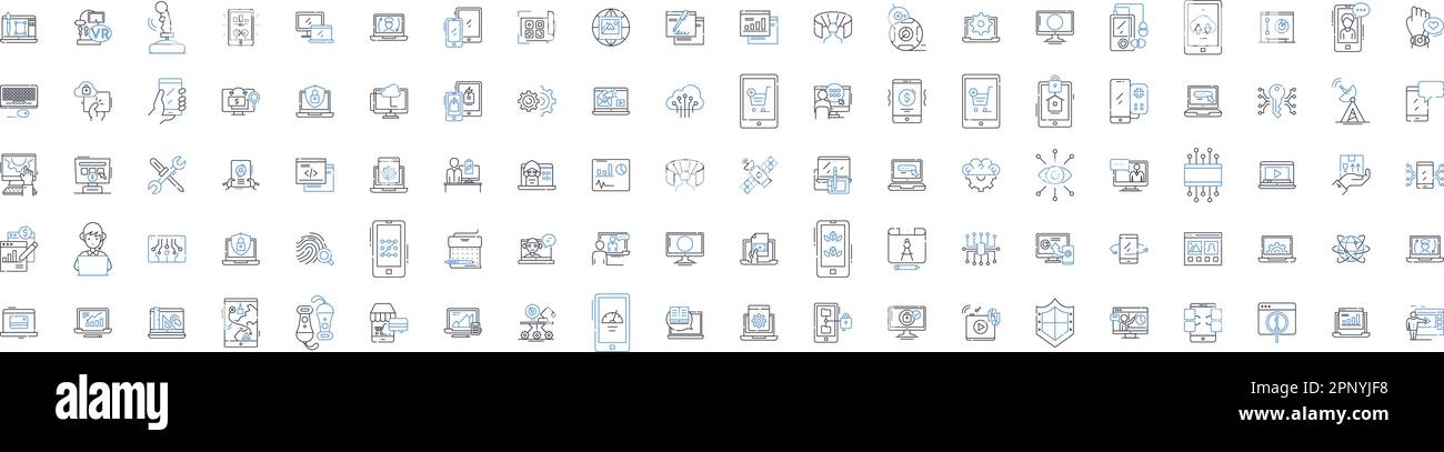 Eletronic systems line icons collection. Circuitry, Microprocessor, Transistor, Capacitor, Diode, Resistor, Interface vector and linear illustration Stock Vector