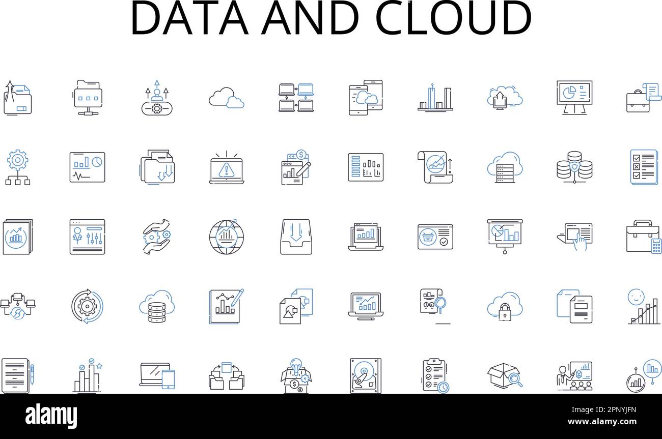 Data and cloud line icons collection. Nerking, Leadership, Teamwork ...