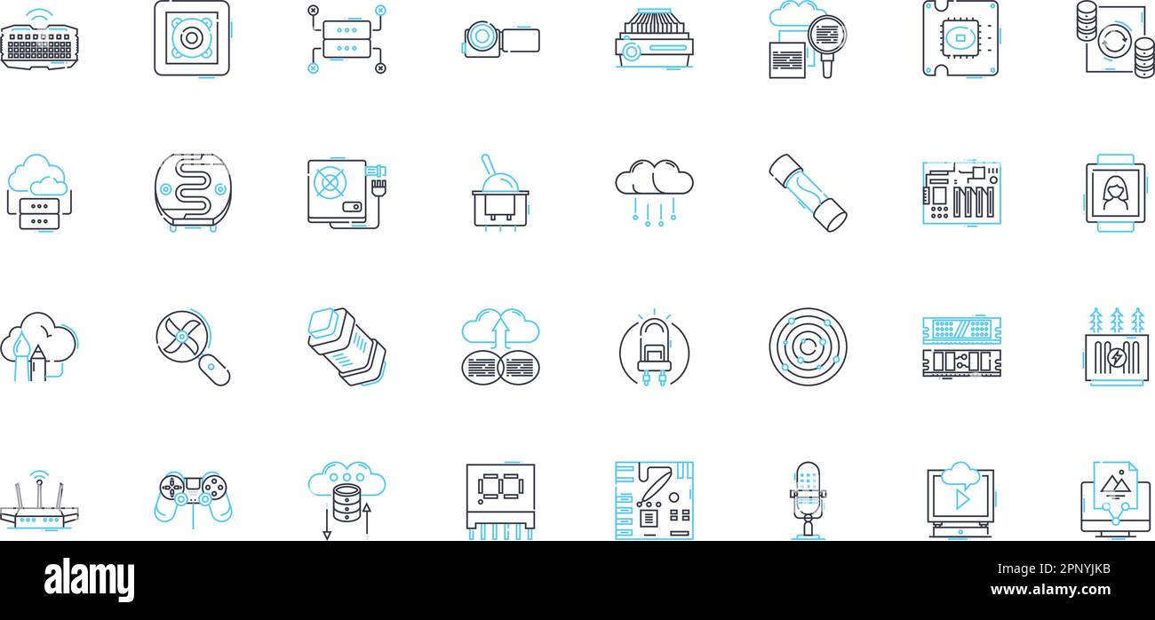 Digital instruments linear icons set. Synthesizer, Sampler, Drum