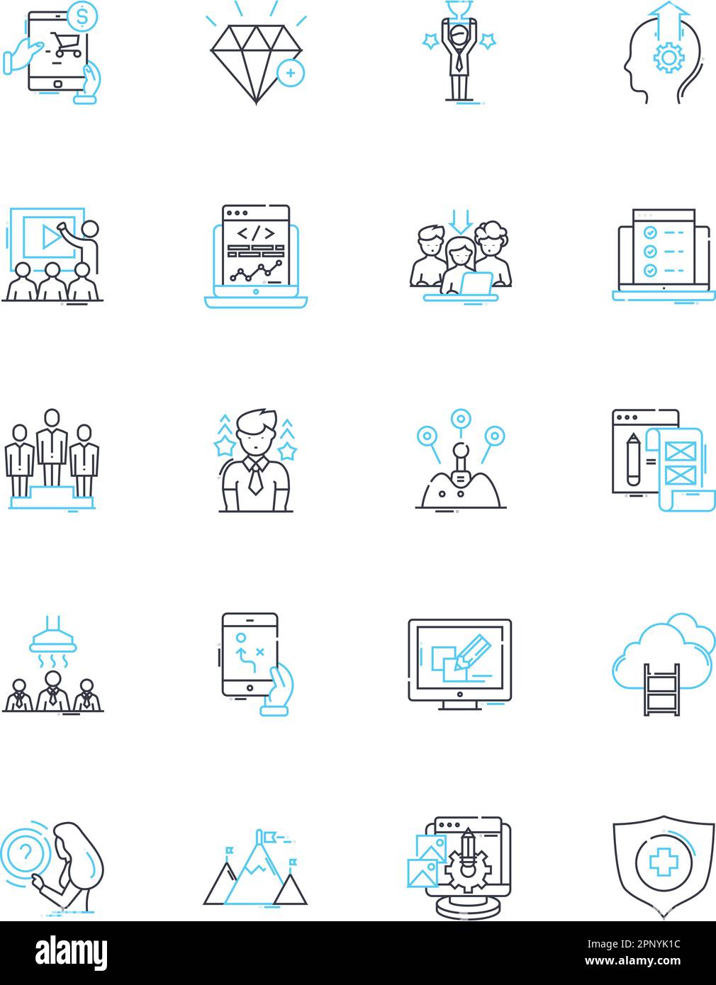 Business expansion linear icons set. Growth, Expansion, Diversification ...