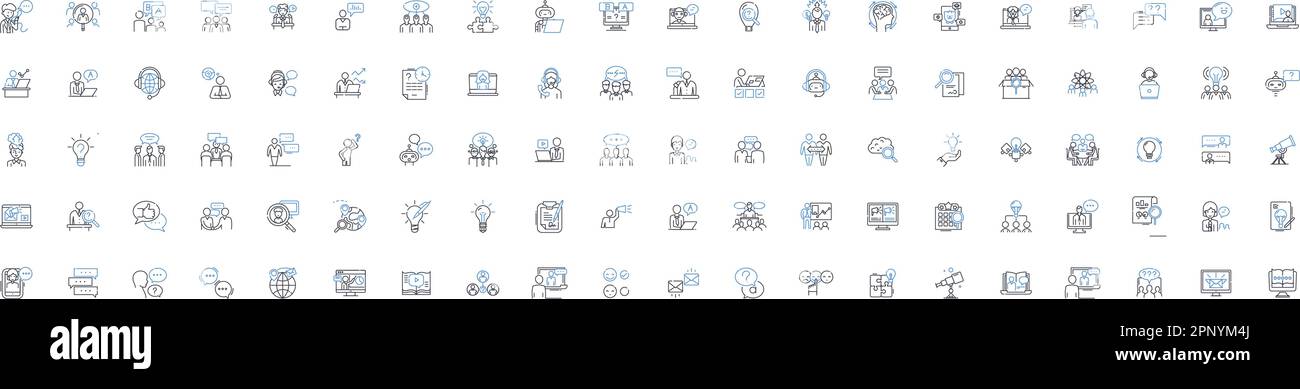 Inquiries and responses line icons collection. Queries , Answers , Interrogation , Clarifications , Feedback , Enquiry , Response vector and linear Stock Vector