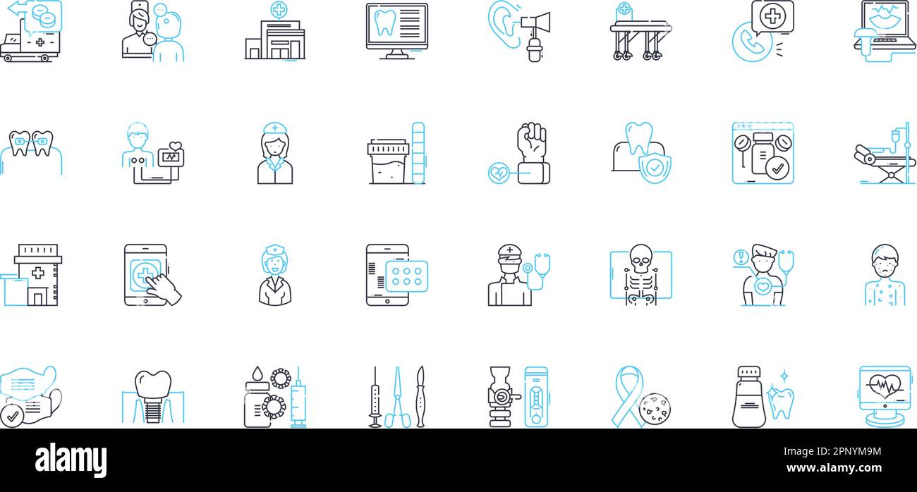 General Practice Linear Icons Set Patient Doctor Diagnosis 