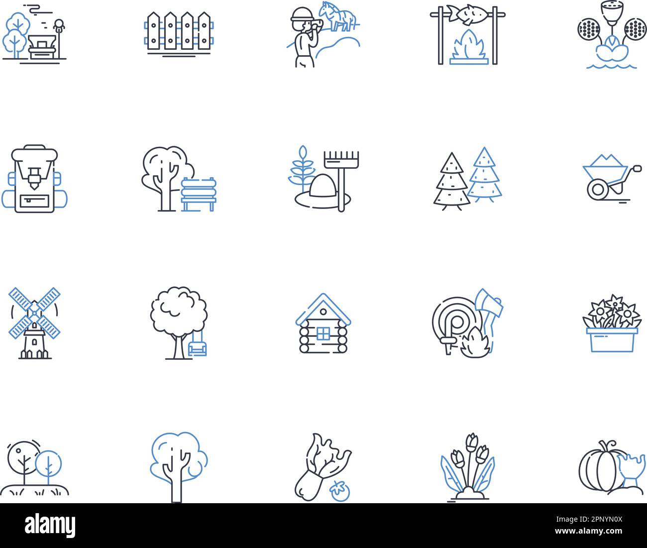 Hometown line icons collection. Charm, Heritage, Community 