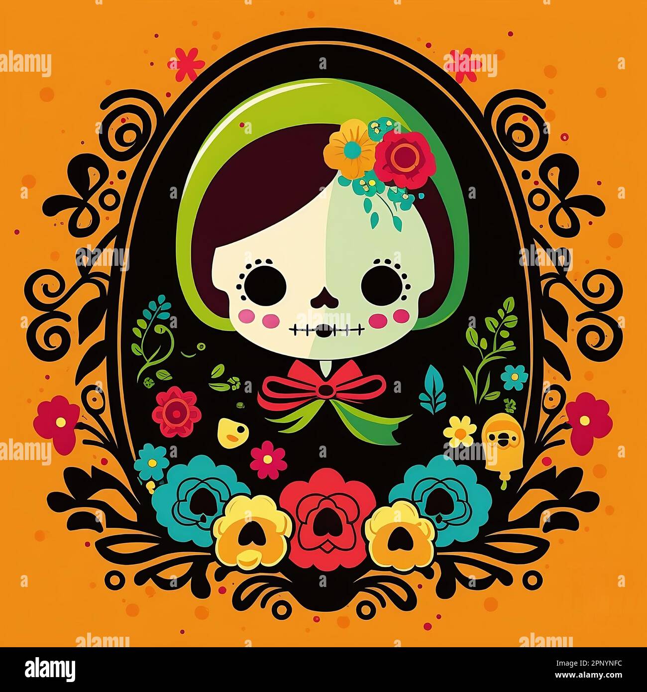 A lovely illustration of the Mexican festival known as Day of the Dead