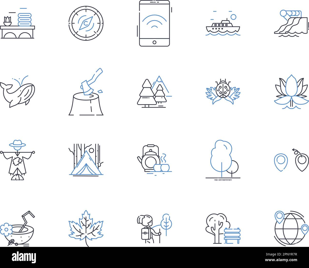 Fishing angling line icons collection. Bait, Hook, Lure, Cast, Reel, Fish, Catch vector and linear illustration. Line,Net,Tackle outline signs set Stock Vector