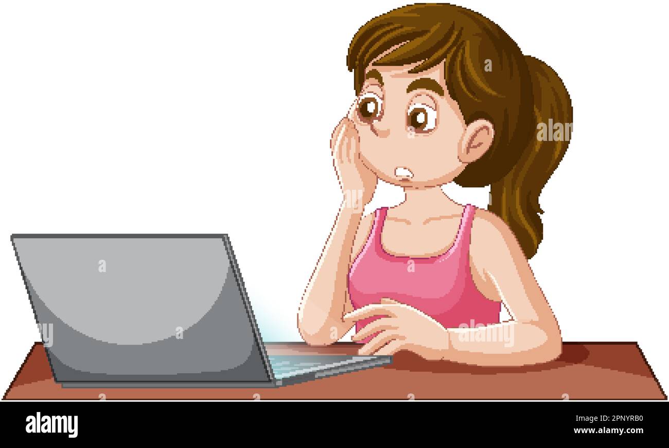 Puberty Girl Doing Homework illustration Stock Vector Image & Art Alamy